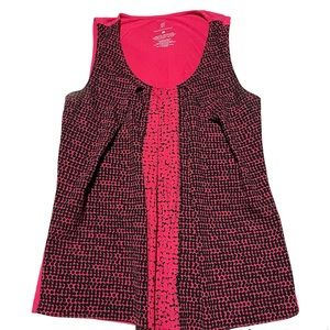 New York & Co sleeveless top with dot design. Size small. Color pink & black.